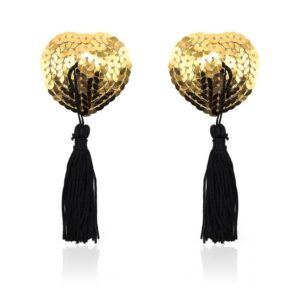 Heart Nipple Cover with Gold Sequins
