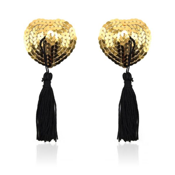 Heart Nipple Cover with Gold Sequins
