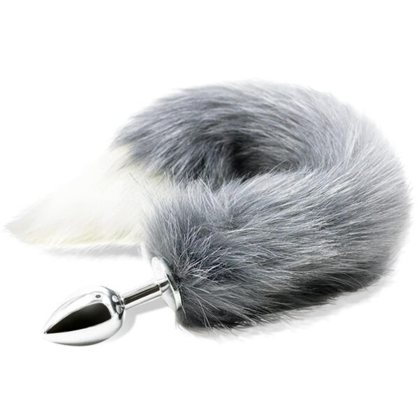 Anal Plug with Grey and White Foxy Tail - Image 2