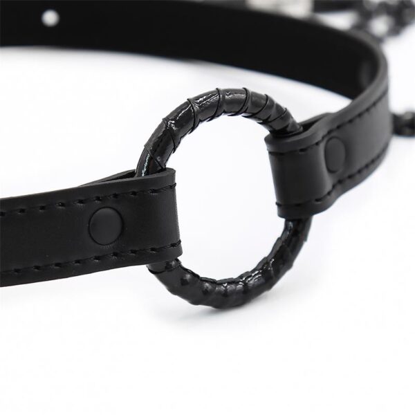 O Ring Gag and Nipple Clamps Vegan Leather - Image 4