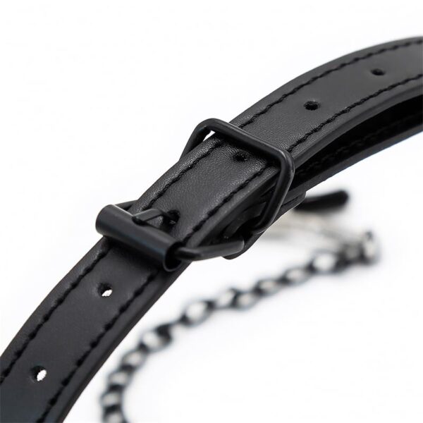 O Ring Gag and Nipple Clamps Vegan Leather - Image 6