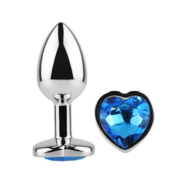 Heart Shaped Butt Plug Blue Sapphire Size L - Image 3