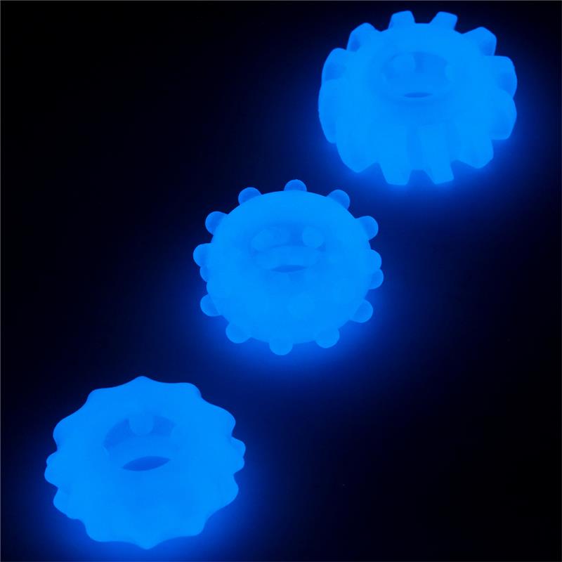 Lumino Play Set 3 Penis Ring Blue Light - Image 3