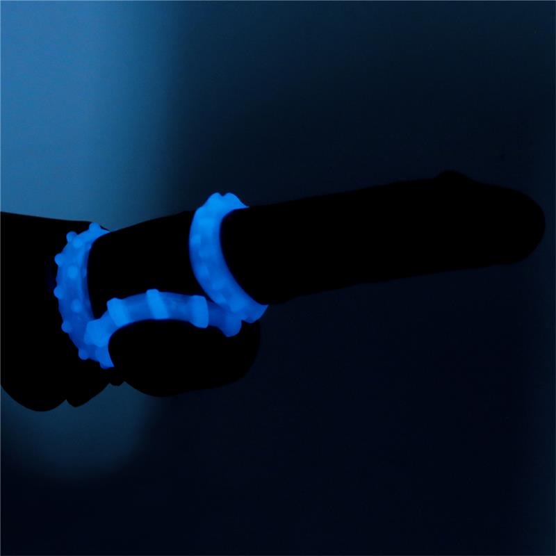 Lumino Play Set 3 Penis Ring Blue Light - Image 5