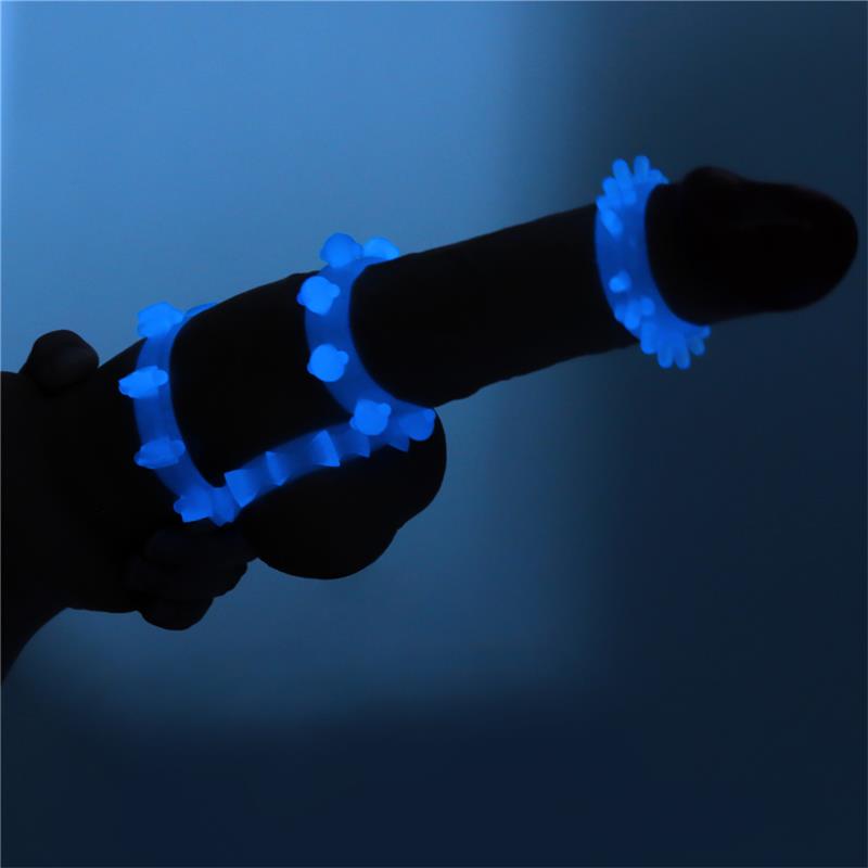Lumino Play Set 4 Penis Ring Blue Light - Image 5