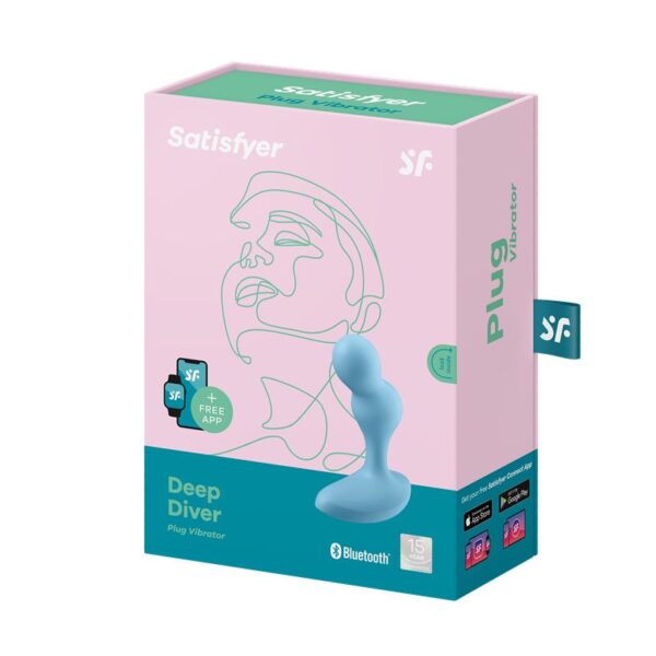 Deep Diver Buut Plug with Vibration Satisfyer Connect APP Blue - Image 7