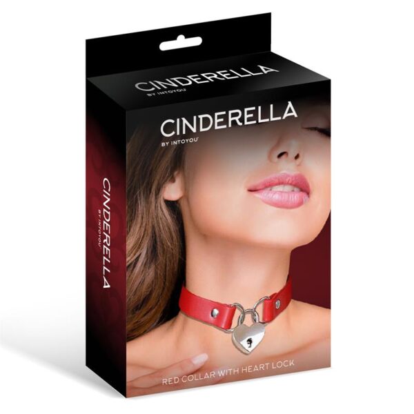 Collar with Heart Lock Vegan Leather One Size - Image 3