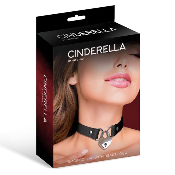 Collar with Heart Lock Vegan Leather One Size - Image 3