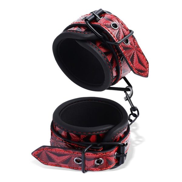 Adjustable Padded Handcuffs Diamond Vegan Leather - Image 2