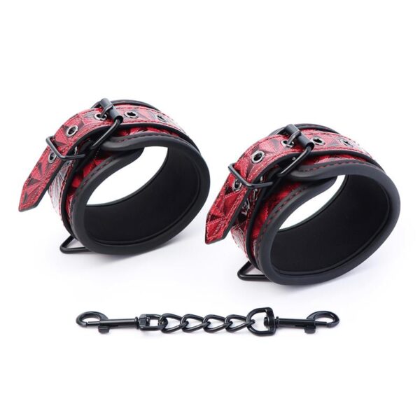 Adjustable Ankle Cuffs Diamond Vegan Leather - Image 3