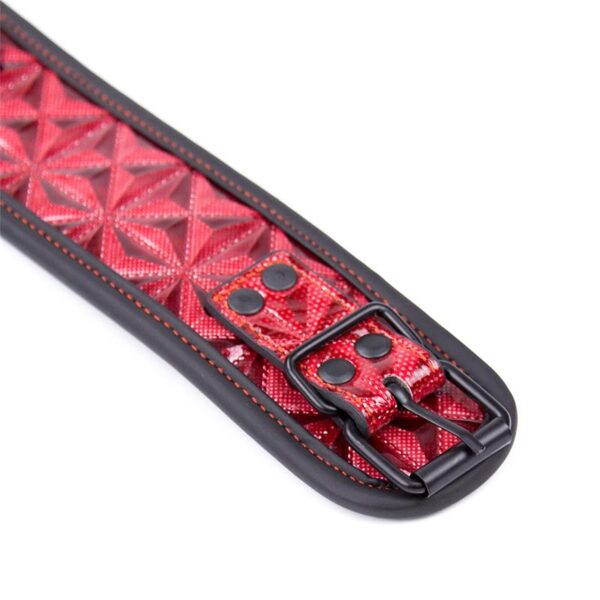Adjustable Collar With Leash Diamond Vegan Leather - Image 7