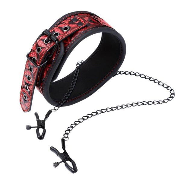 llar with Nipple Clamps Diamond Vegan Leather - Image 2