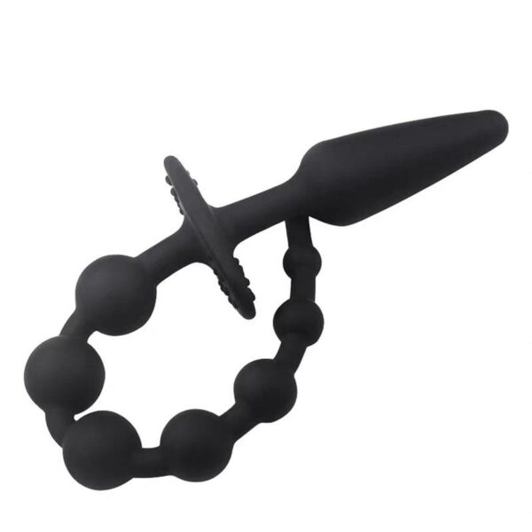 Butt Plug and Anal Chain Silicone Black - Image 3