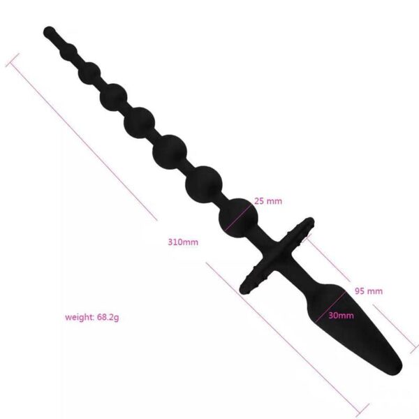 Butt Plug and Anal Chain Silicone Black - Image 7