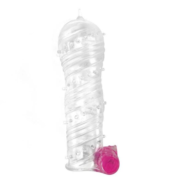 Textured Penis Sleeve with Vibration Bullet Clear - Image 3