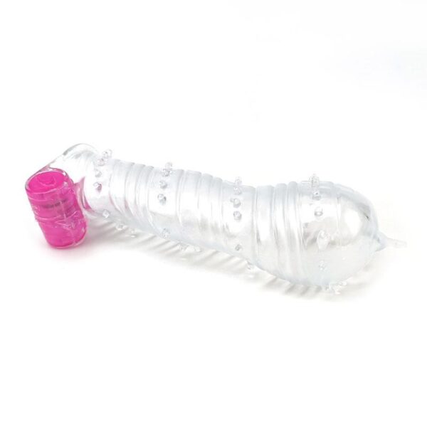 Textured Penis Sleeve with Vibration Bullet Clear - Image 4