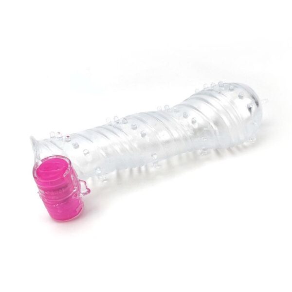 Textured Penis Sleeve with Vibration Bullet Clear - Image 6