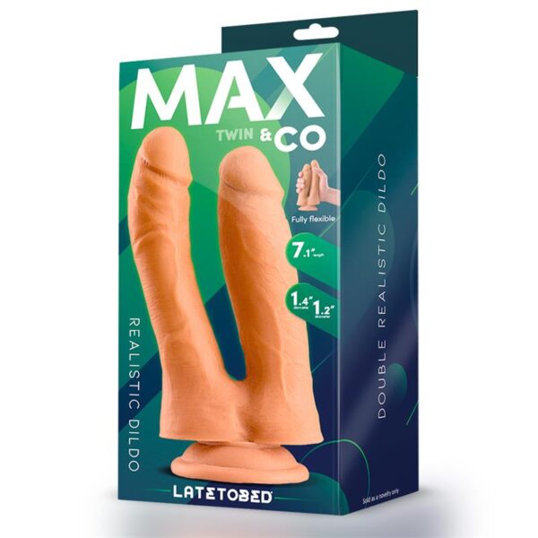 Twin Double Realistic Dildo 7.1 Flesh - Image 4