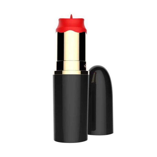 Lipstick Vibrator with Stimulating Tongue USB Black - Image 2