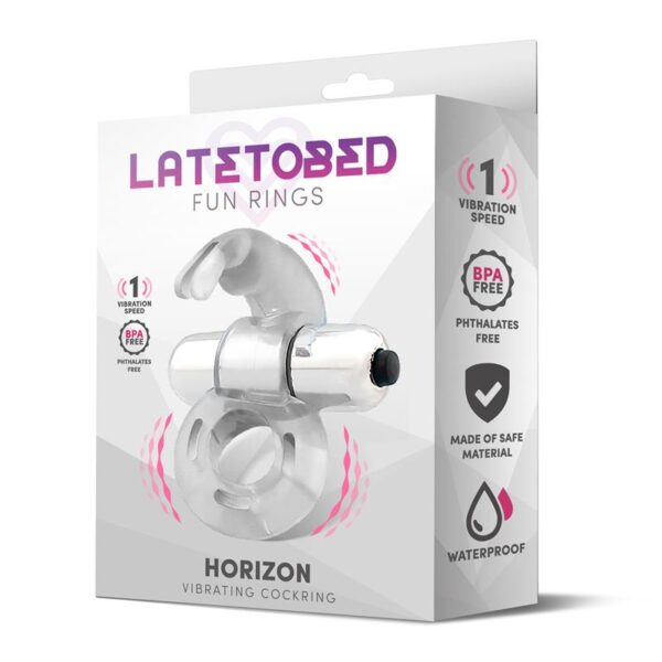 Horizon Vibrating Penis Ring with Rabbit Clear - Image 5