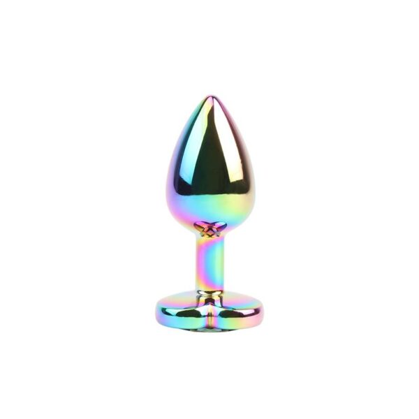 Rainbow Effect Metal Butt Plug with Heart Jewel 2,7 - Image 2