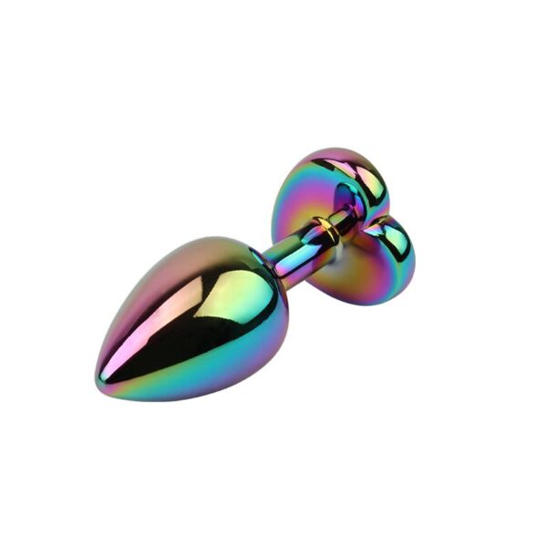 Rainbow Effect Metal Butt Plug with Heart Jewel 2,7 - Image 4