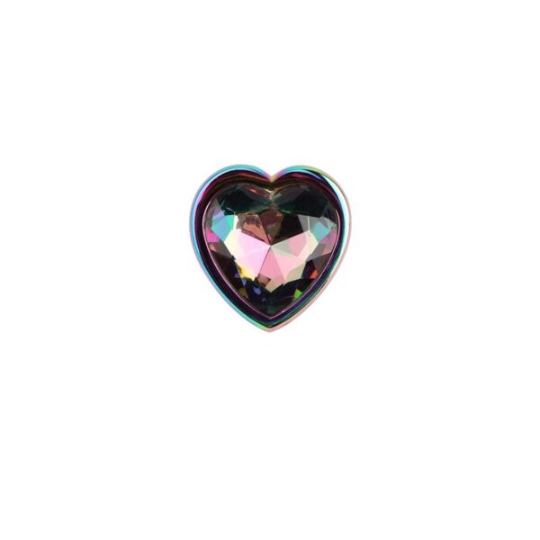 Rainbow Effect Metal Butt Plug with Heart Jewel 2,7 - Image 5