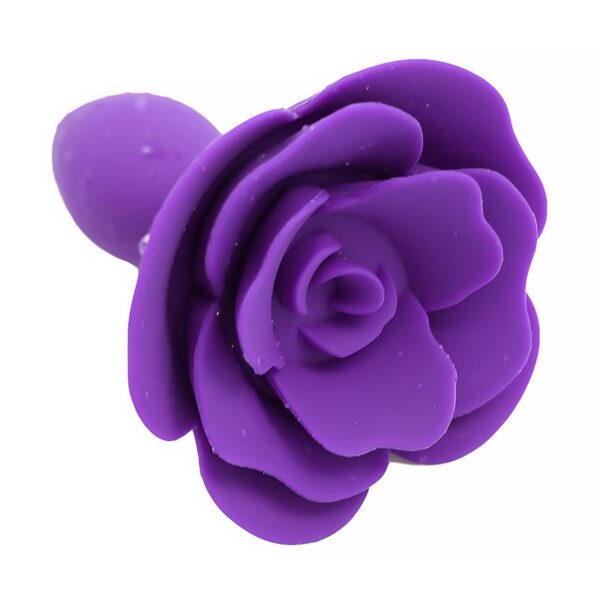 Rose Silicone Butt Plug Purple - Image 2
