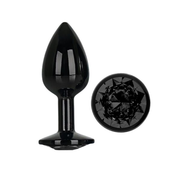 Blackgem Metalic Butt Plug with Black Jewel Size S - Image 2