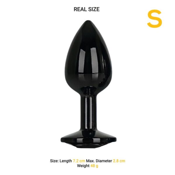 Blackgem Metalic Butt Plug with Black Jewel Size S - Image 4