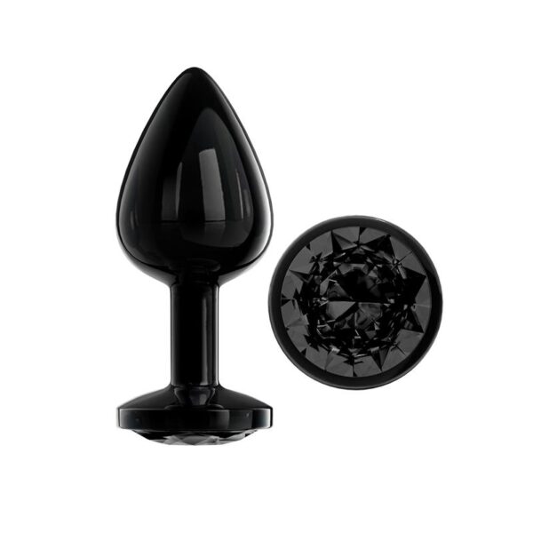 Blackgem Metalic Butt Plug with Jewel Black Size M - Image 2