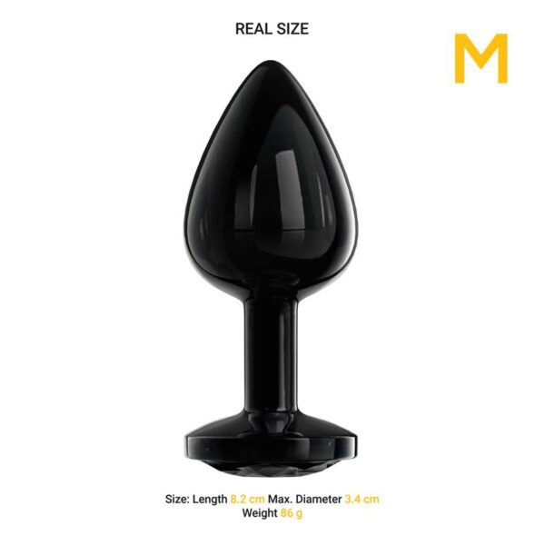 Blackgem Metalic Butt Plug with Jewel Black Size M - Image 4