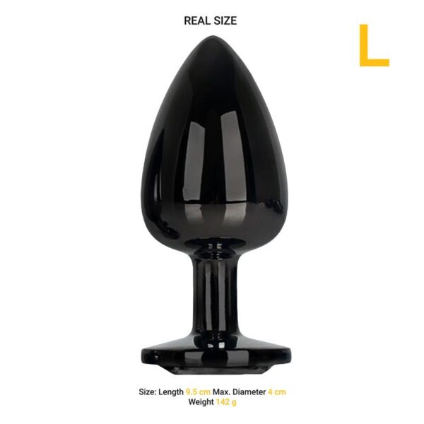 Blackgem Metalic Butt Plug with Black Jewel Size L - Image 4
