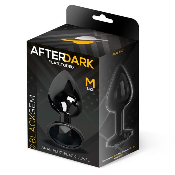 Blackgem Metalic Butt Plug with Jewel Black Size M - Image 5