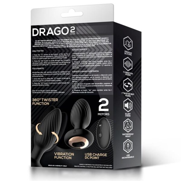 Drago Butt Plug Vibration, 360º Twister Movement and Remote Control - Image 8