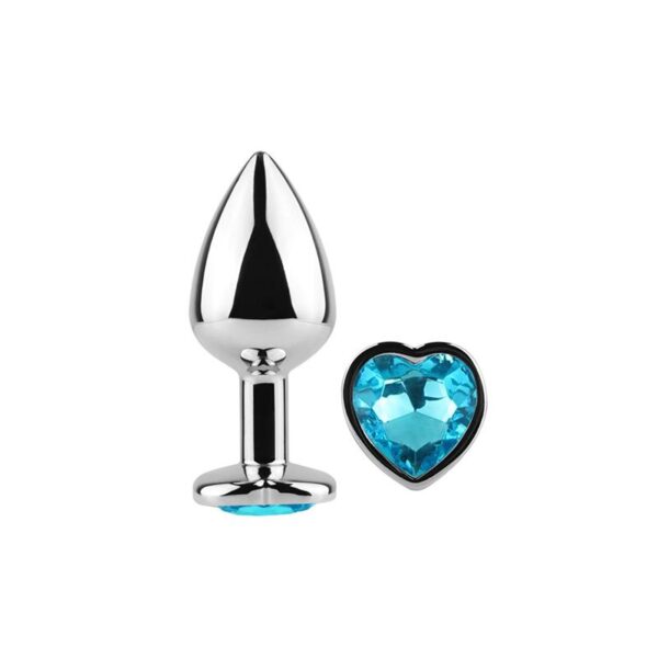 Blue Heart Metal Butt Plug Size S - Image 2