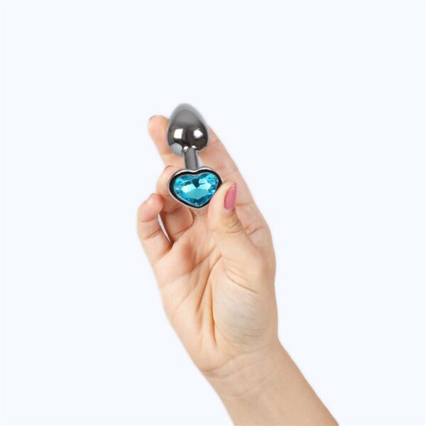 Blue Heart Metal Butt Plug Size S - Image 3
