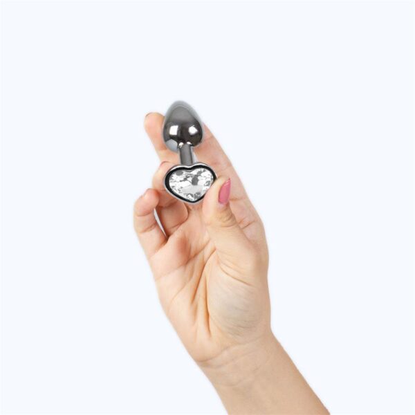 Clear Crystal Heart Metal Butt Plug Size S - Image 3