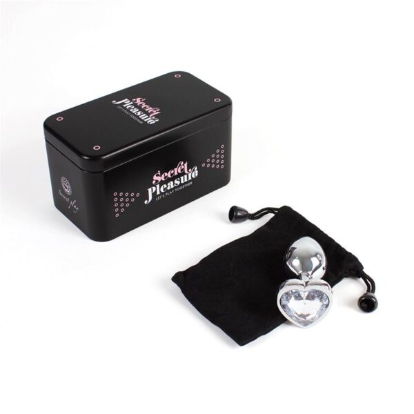 Clear Crystal Heart Metal Butt Plug Size S - Image 4