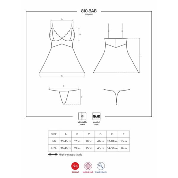 810-BAB-2 Babydoll and Thong White - Image 3