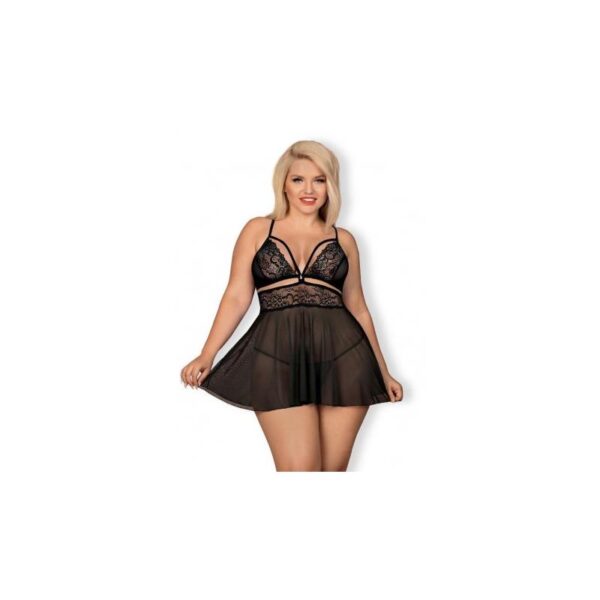 Babydoll and Thong Set Black - Image 2