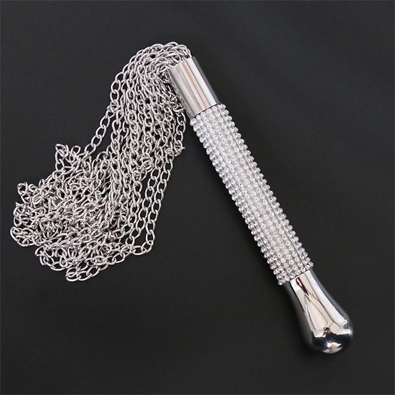 Flogger with Chain Tassel with Rhinestone Handle - Image 3