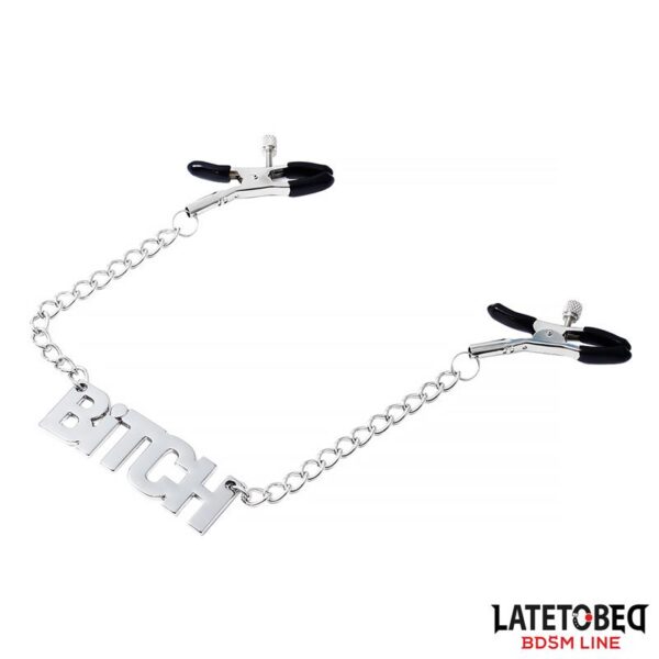 Nipple clamps with Chain  - Bitch - Image 3