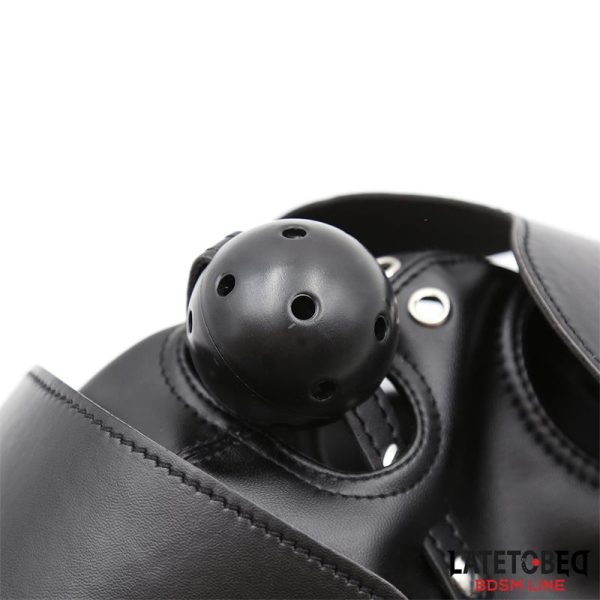 Slave Hood with Eye mask Breathable Gag Ball and Mouth Adjustable - Image 4