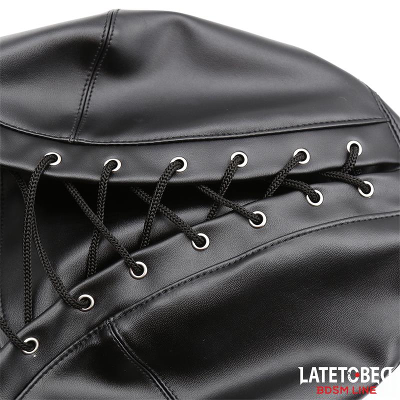 Slave Hood with Eye mask Breathable Gag Ball and Mouth Adjustable - Image 7