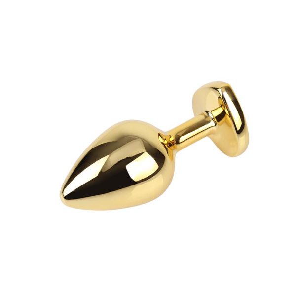 Clear Heart Golden Anal Plug with Jewel Size M - Image 2