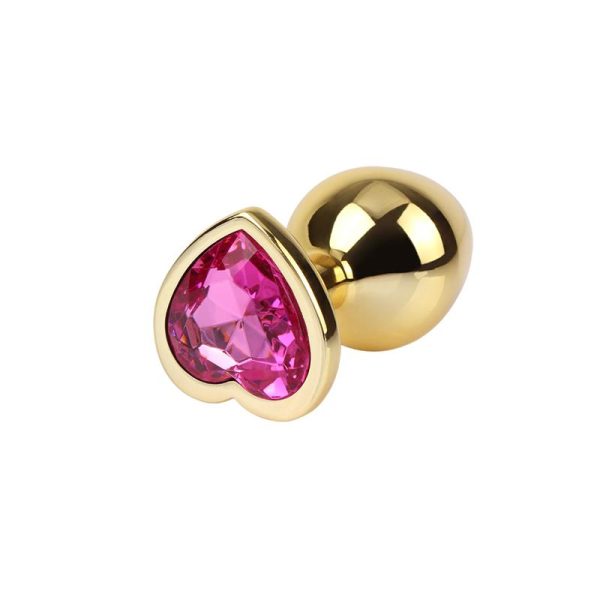 Rosy Heart Golden Anal Plug with Jewel Size M - Image 2