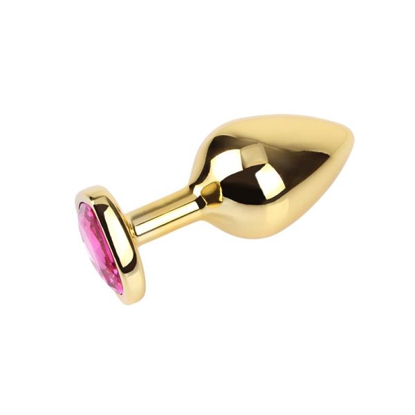 Rosy Heart Golden Anal Plug with Jewel Size M - Image 3