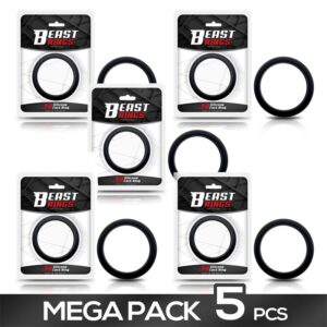 Pack of 5 Cock Ring Solid Silicone 5 cm Black