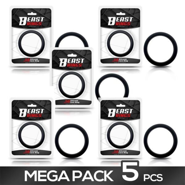 Pack of 5 Cock Ring Solid Silicone 5 cm Black